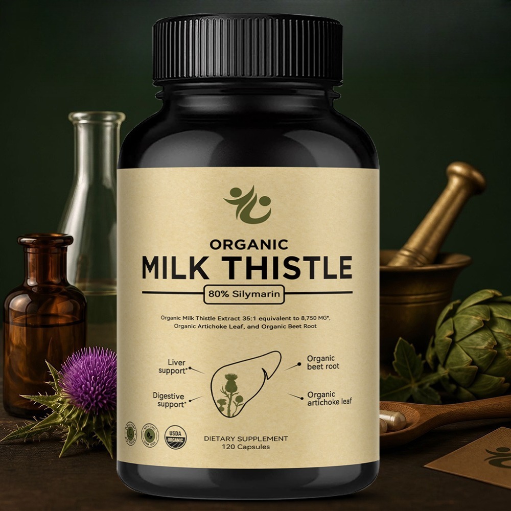 Milk Thistle Silymarin - كبسولات شوك الحليب لتنظيف الكبد، 80%